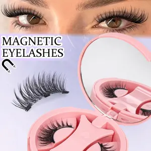 Magnetic False Eyelashes Set Soft Magnetic Eyelashes Reusable No Glue Lashes with Dedicated Applicator Alcohol-Free Professional Eye Makeup Tool