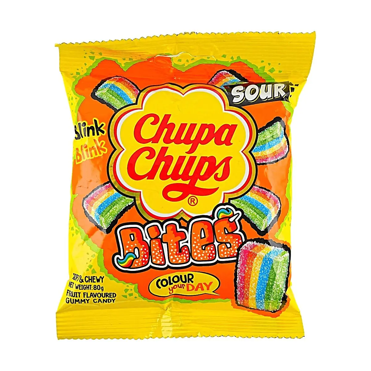Chupa Chups Sour Smurfs Gummy Candy 80g - Assorted Fruit Flavors, Chewy & Tangy