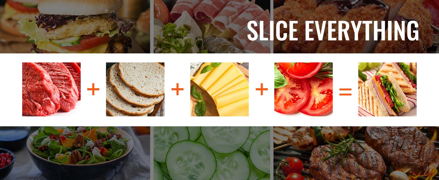 VEVOR Meat Slicer, 200W Electric Deli Slicer, with Two 7.5" Stainless Steel Removable Blade, 0-15mm Adjustable Thickness for Home Use, Food Slicer Machine for Meat Cheese Bread
