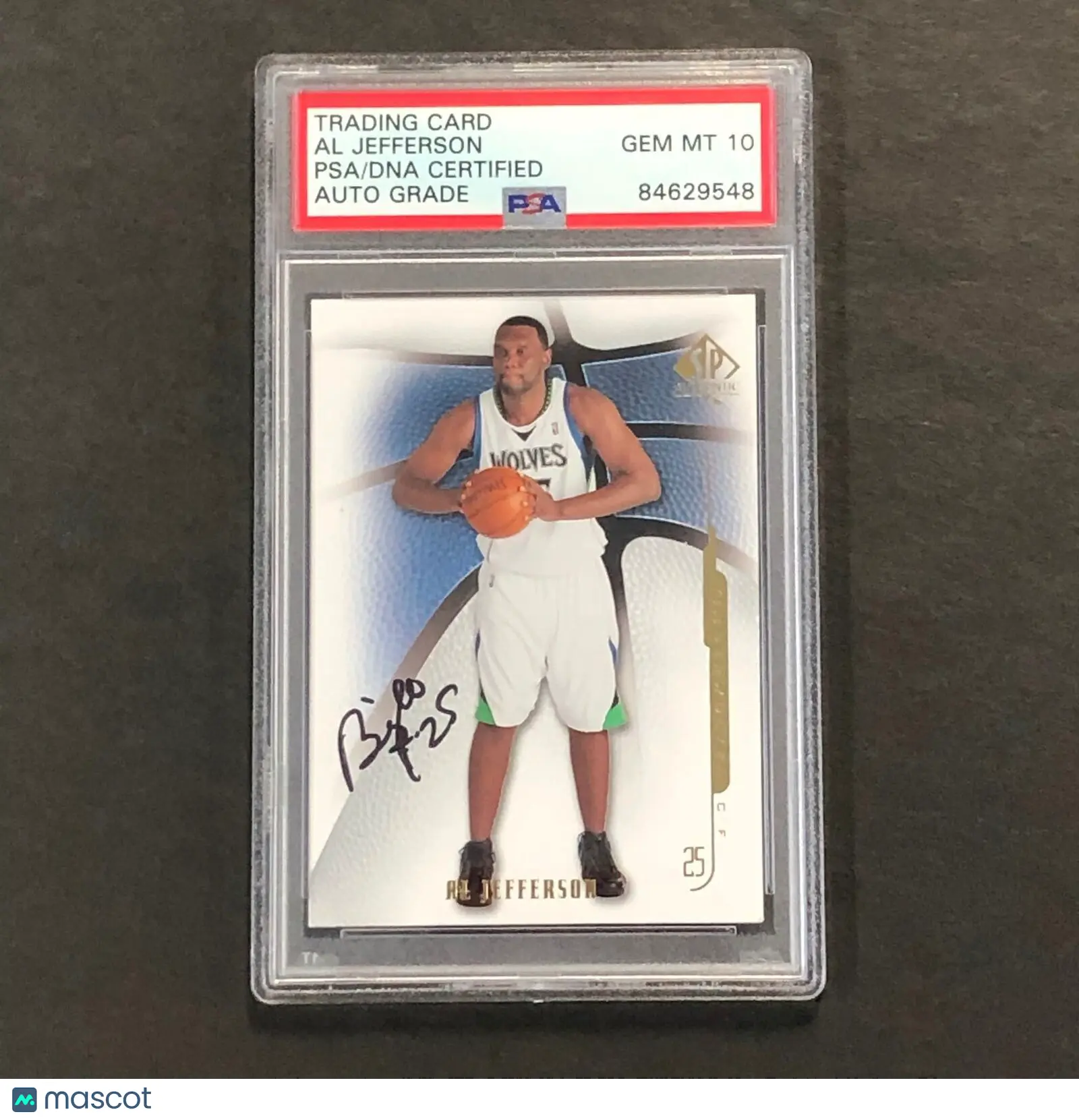 2008-09 Upper Deck SP Authentic #25 Al Jefferson Signed Card Auto 10 PSA Slabbed Timberwolves