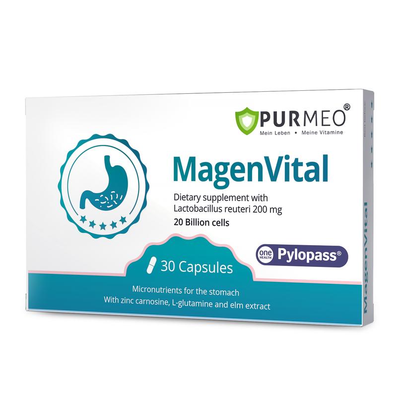 Purmeo 5-in-1 Targeted Balance Stomach & H.Pylori Dietary Probiotics Supplement - Vegan, 20B Cells, Daily Gut Health, Gastric Support, Digestive Comfort, Stomach Lining, Pylopass Lactobacillus reuteri DSM 17648, Healthcare