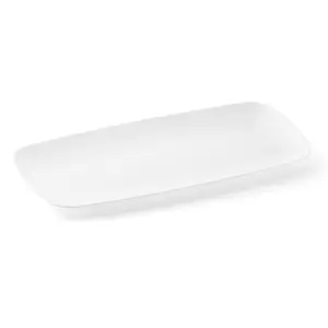 Solid White Flat Raised Edge Rectangular Disposable Plastic Plates (10.6" x 5")
