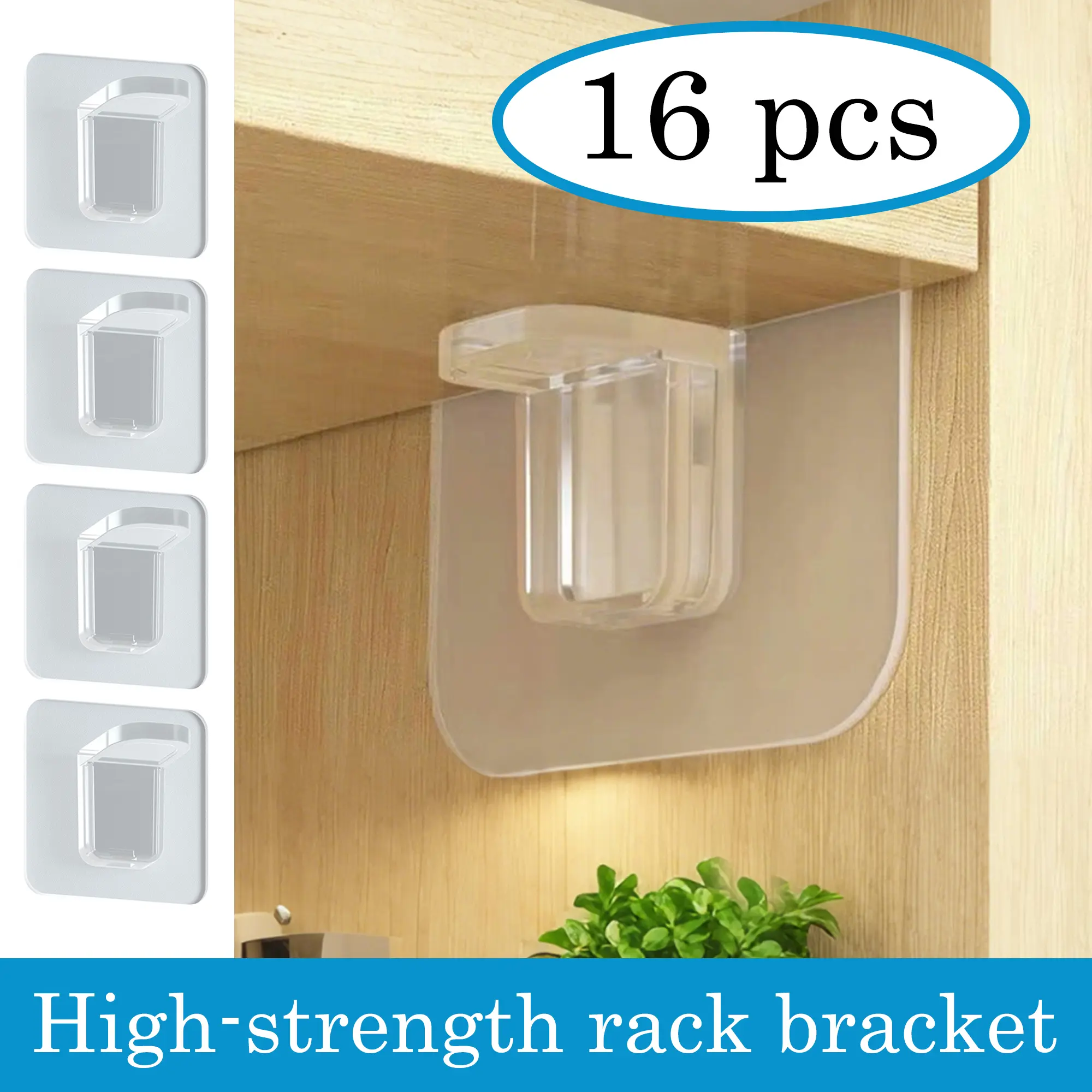 16 Counts Shelf Support Pegs, Self-Adhesive Bracket without Punch, Strong Partition Pin for Kitchen Cabinet Clapboard Bookcase