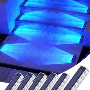 Outdoor Blue LED Deck Lights, Solar Powered Waterproof IP68, Patio Pathway Staircase Lighting, Garden Decorative Lamp Set, Solar Landscape Lights, Yard Lighting
