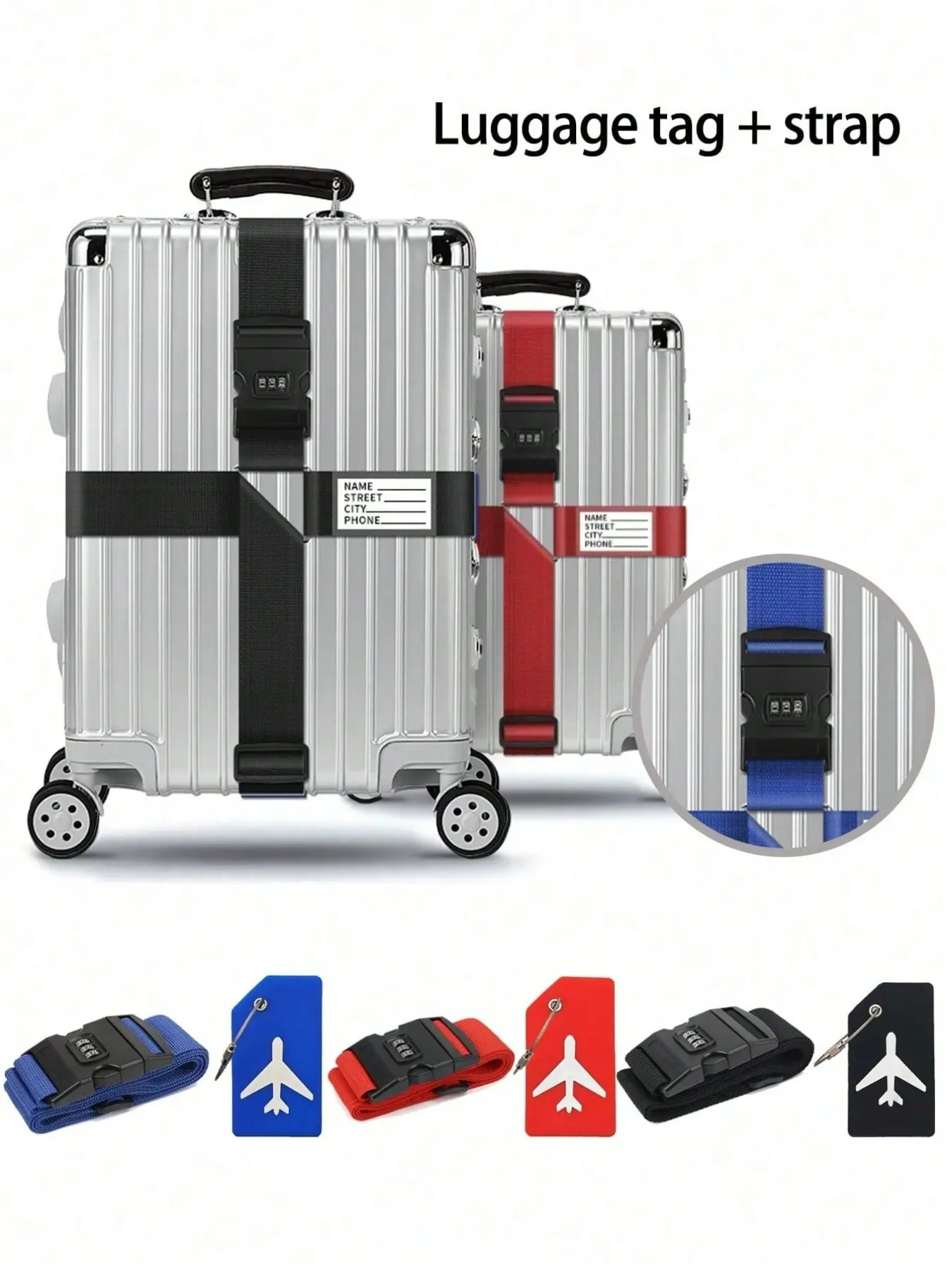 Luggage strap set with combination lock, glow-in-the-dark packing strap, Traveling Essentials, Travel Accessories, Travel Essentials