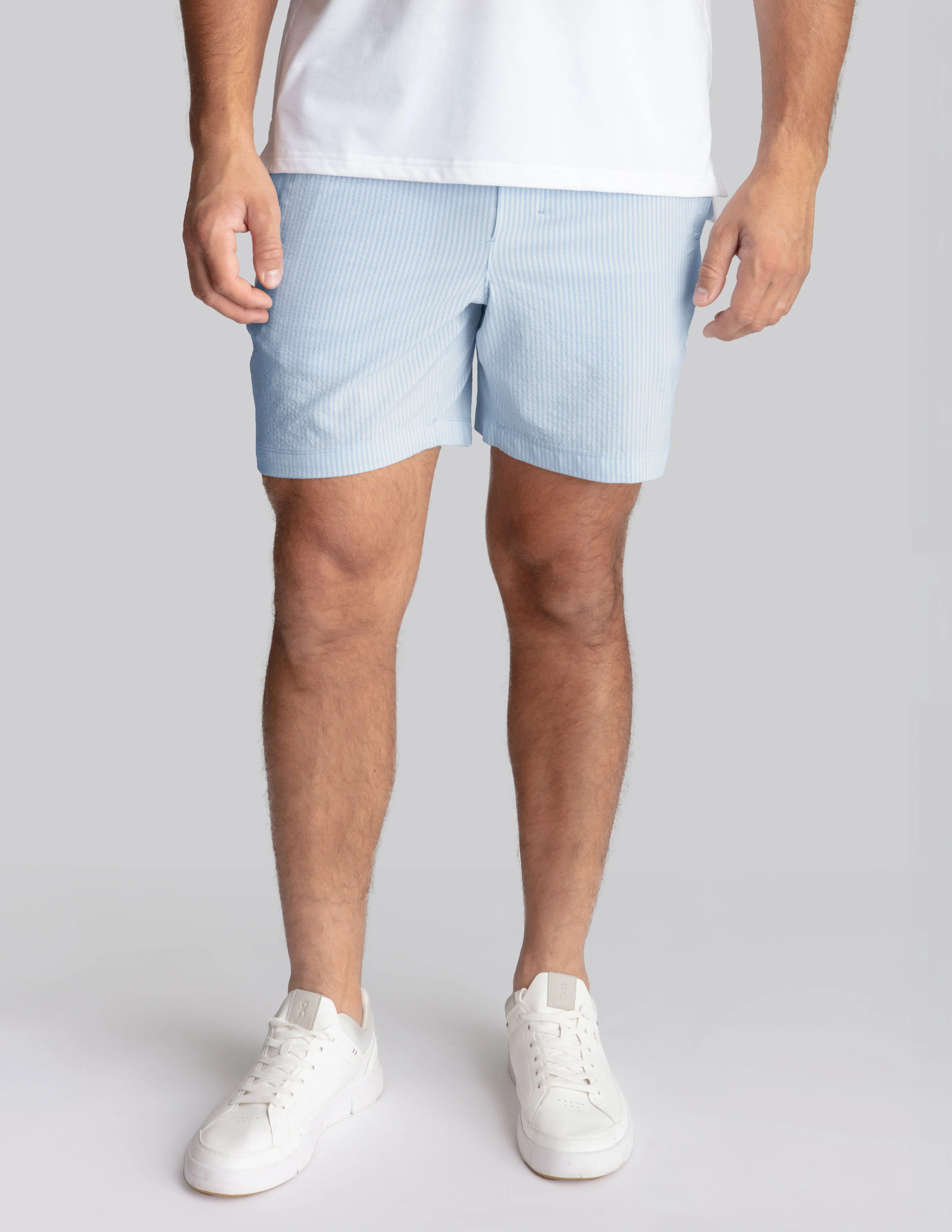 3 in 1 Khaki Shorts - Blue Seersucker (The Hyannis Sports)