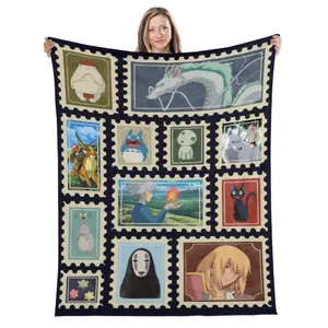 Studio Ghibli Anime Blanket Soft Funny Throw Blanket Cozy Lightweight Plush Portable Cover Blanket For Sofa,Warm Gift For Birthday,Christmas,Multiple Blanket