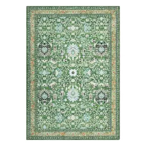 GARVEE Washable Rugs 8x10 Large Vintage Area Rugs for Bedroom Living Room Distressed Office Rug Oriental Collection Neutral Nursery Rugs Farmhouse Floor Carpet Grass Green