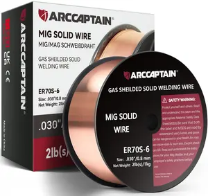 ARCCAPTAIN Mig Welding Wire, Mig Wire 0.030" .030''  ER70S-6 2Lbs Gas Solid Carbon Steel Low Splatter Mig Welding Wire Compatible With Lincoln Miller Forney Harbor Welder 1KG