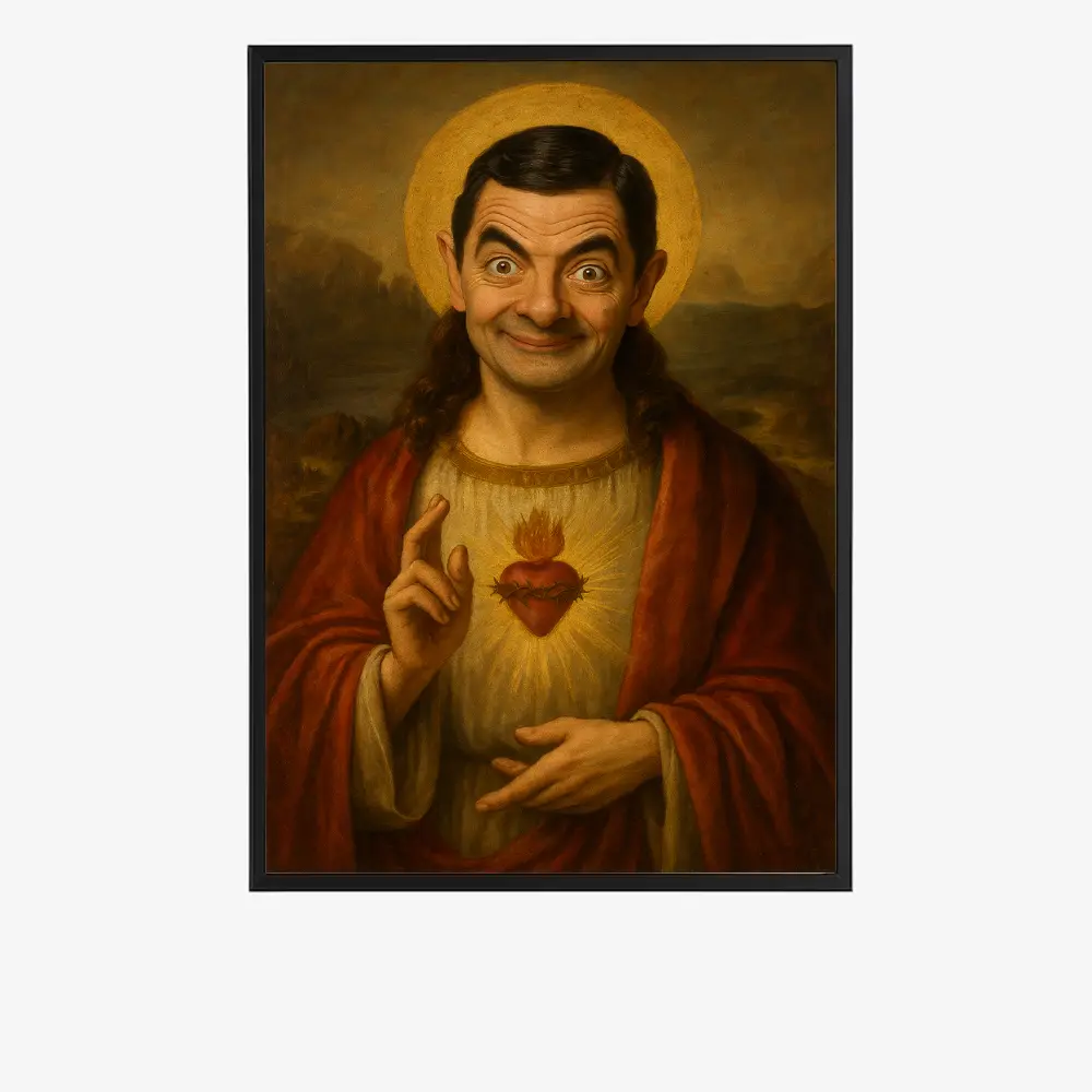 Holy Bean Jesus Meme Poster, Funny Wall Art Home Decor