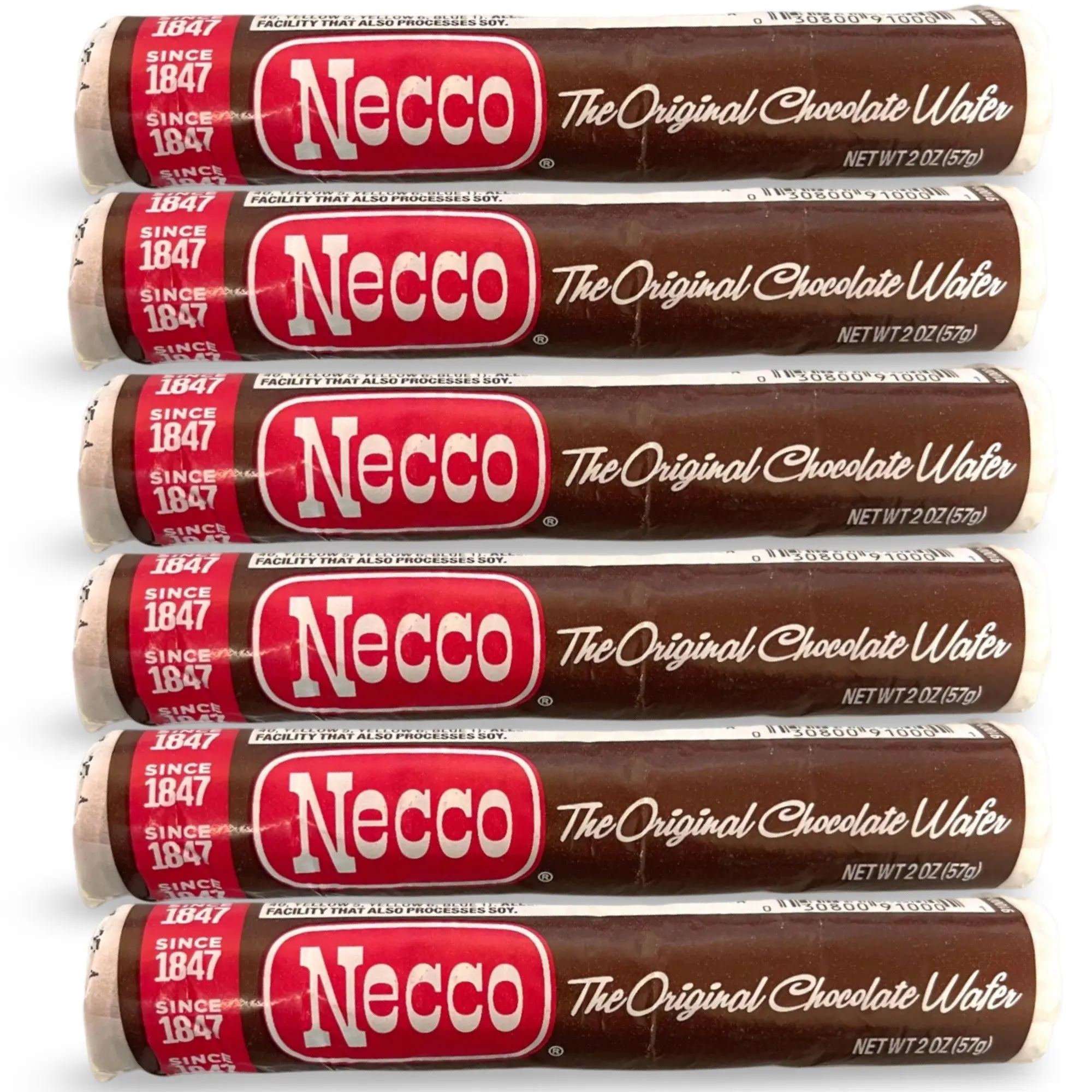 Necco Chocolate Wafer Rolls, Nostalgic Candy, 6 Pack