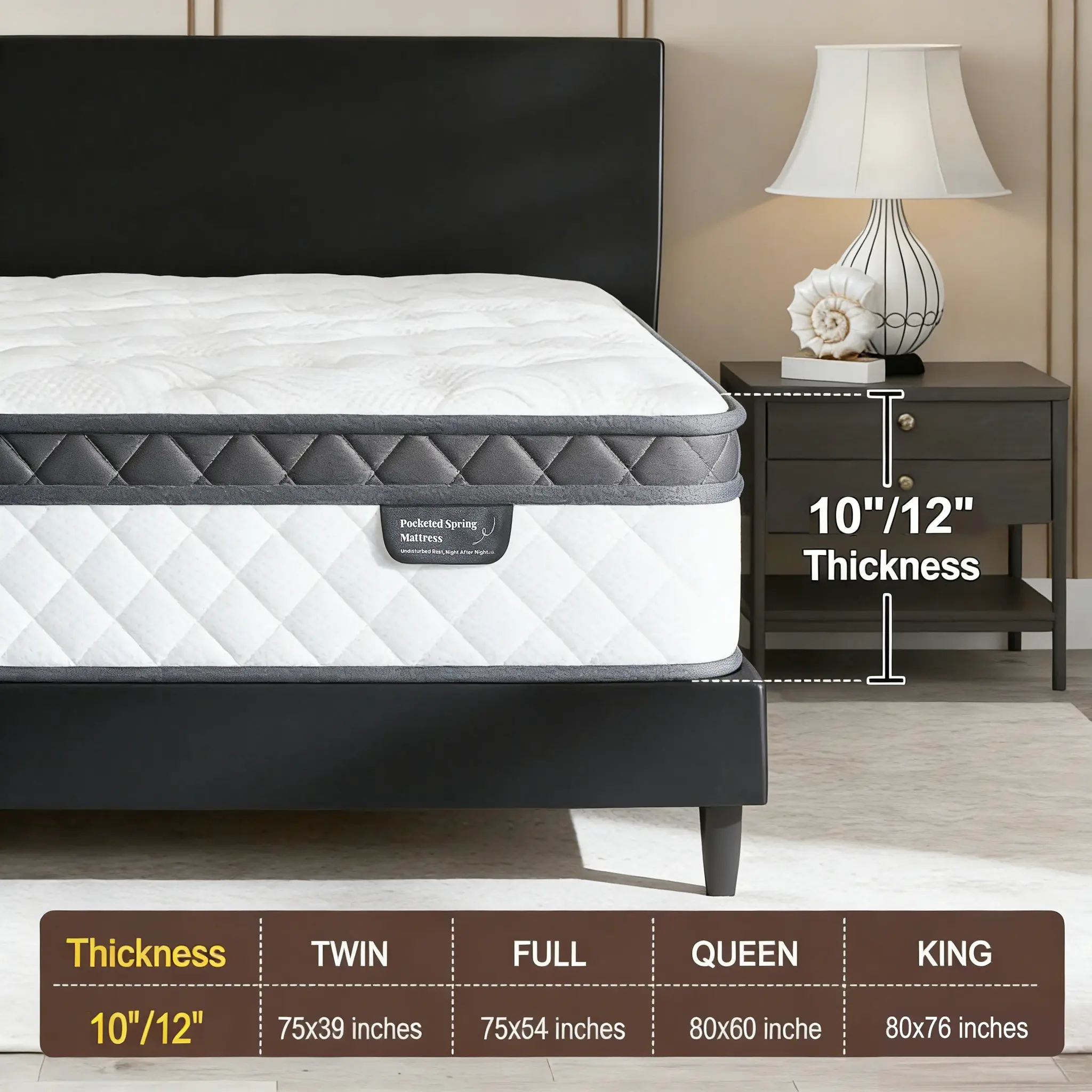 Hybrid Spring Memory Foam Mattress in a Box - 12" & 14" Twin, Full, Queen, King Sizes - Medium Firm Ergonomic Design, Queen Size Mattress Option, Mattress Queen Size