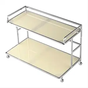 2 Tier Bathroom Makeup Organizer,Electroplated Metal Makeup Counter Organizer,Vanity Organizer/Storage Shelf for Bedroom