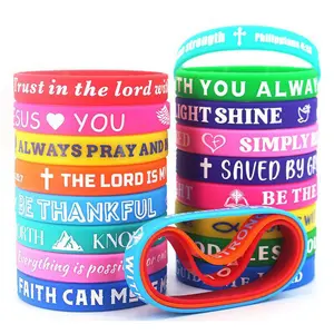 Bible Verse Silicone Rubber Bracelet, 1 Set Christian Inspirational Daily Bible Verse Wristband for Men Women, Religious Gift for Men Women