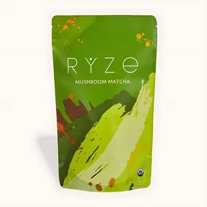 RYZE Mushroom Matcha USDA Organic with 6 Adaptogenic Mushrooms and Ceremonial-Grade Japanese Matcha for Energy Focus Digestion Immunity with Turkey Tail Shiitake Lion's Mane Reishi 30 servings