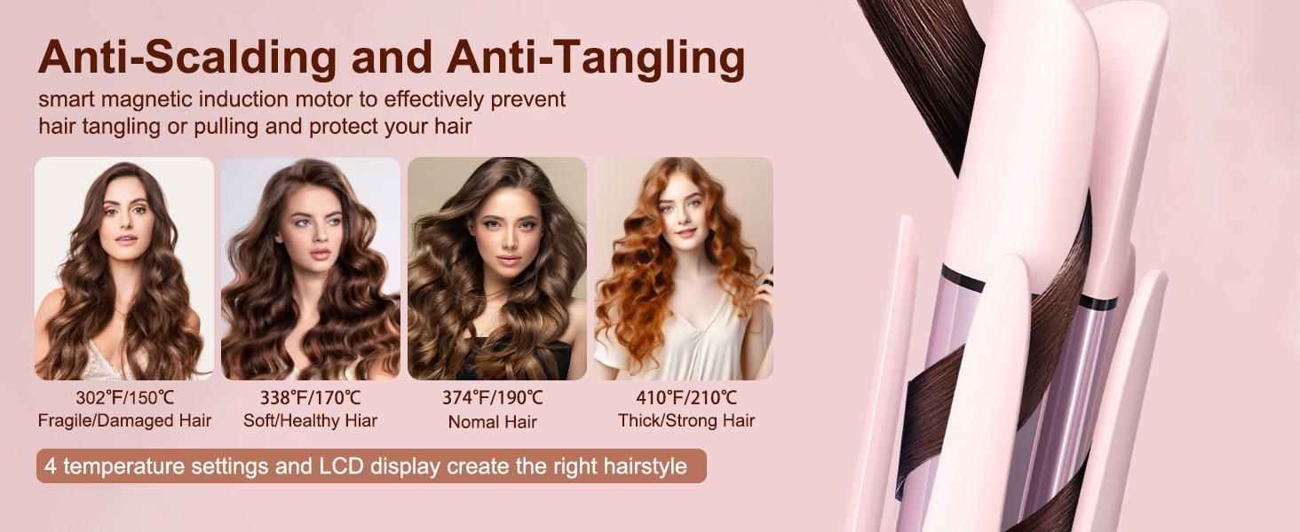 Fully automatic hair curling rod lazy hair curling tool electric rotating hair curler for large curls without damaging the hair. Professional hair styling tool, household hair styling tool.