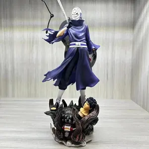 New Product Naruto Figurine Standing Posture Giant Wave Uchiha Dual Head Anime Model Desktop Decoration Ornament Gift