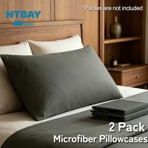 NTBAY Microfiber Pillowcases, Set of 2 Soft Breathable Bed Pillow Cases with Envelope Closure, Wrinkle Free & Fade Resistant, Machine Washable, Oeko-Tex