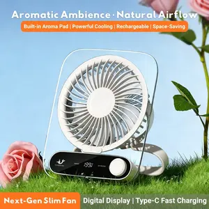 Portable Desk Fan, 180° Adjustable Tilt 199 Speeds Digital Display Desktop Fan, Fan for Bedroom, Office, Kitchen, Home, Outdoor, Portable Rechargeable Fan, Bladeless Fan, Mini Air Cooler Fan, Portable Fan, Multifunctional Cooling Fan, Silent Operation Fan