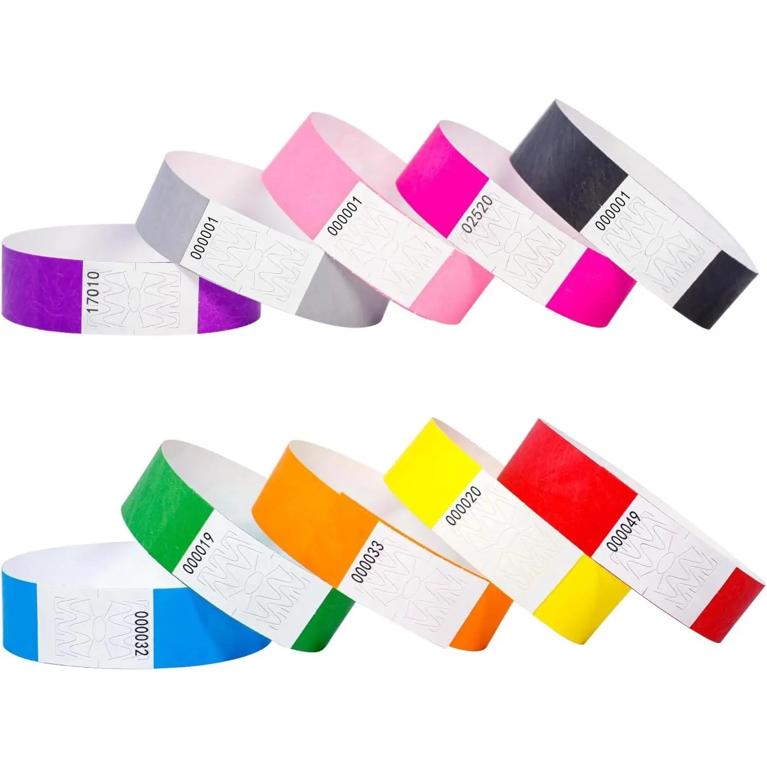 500 Count Yellow Tear Resistant Paper Wristbands Comfortable Waterproof Lightweight ID Wrist Bands for Events Concert Festival Admission Party
