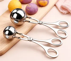 2Pcs Stainless Steel Meatball Maker Set 2 Sizes Stainless Steel Meat Baller Tool for Homemade Meatballs Fish Balls & Rice Balls