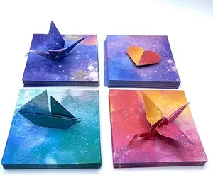 Origami Kit, 400 Sheets Double-Sided Galaxy Pattern Origami Paper with 100 Sheets of Each Galaxy pattern, DIY Crafts for Kids, School Projects, Decoration (3.75""x3.75""), and note writting