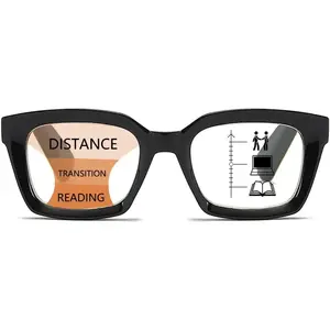 Near-range Workspace Progressive Reading Glasses for Women,Blue Light Blocking Readers Oversized Oprah Square style