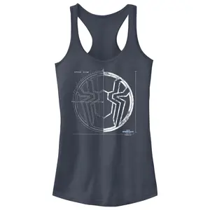 Juniors Womens Marvel Spider-Man: No Way Home Spider Icon Blueprint Racerback Tank Top
