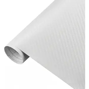 Carbon Fiber Vinyl Wrap for , Self-Adhesive  Wrap Film with Air Release Tech Easy to Install DIY Automotive  Stickers for  Exterior Interior (White, 1ft x 5ft)