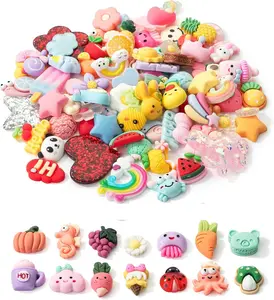 100PCS Cute Slime Charms Bulk Set, Colorful Flatback Resin Embellishments, Fake Candy Craft Charms for DIY Slime, Phone Case, Scrapbooking & Art Projects