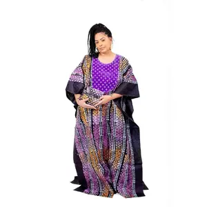 Smooth Visage Modern African Print Adire Boubou Kaftan Gown