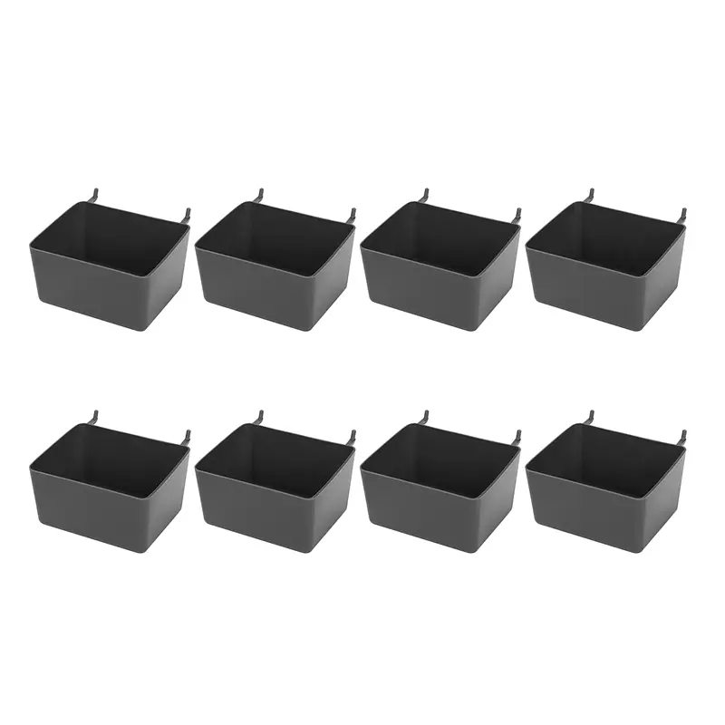 8-Piece Solid Color Plastic Pegboard Bins Organiser Kit - Automotive Workshop Workbench Accessory for Organizing Items, Washers & Hardware Storage (Grey)