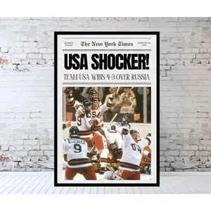 Miracle On Ice Newspaper, USA Hockey, vintage poster NO FRAME