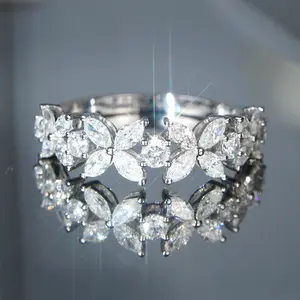7mm Wide Luxury Clover Flower Women'S Ring – Classic Lucky Proposal Ring, Delicate & Sweet Index Finger Ring