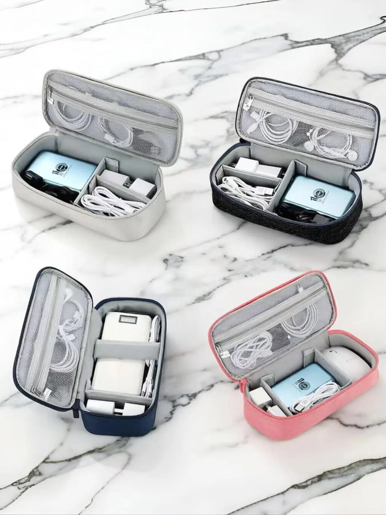 Large Capacity Digital Accessories Storage Bag, Travel Organizer for Cables, Phone Cases, Wallets, Jewelry, Long Sleeve Design