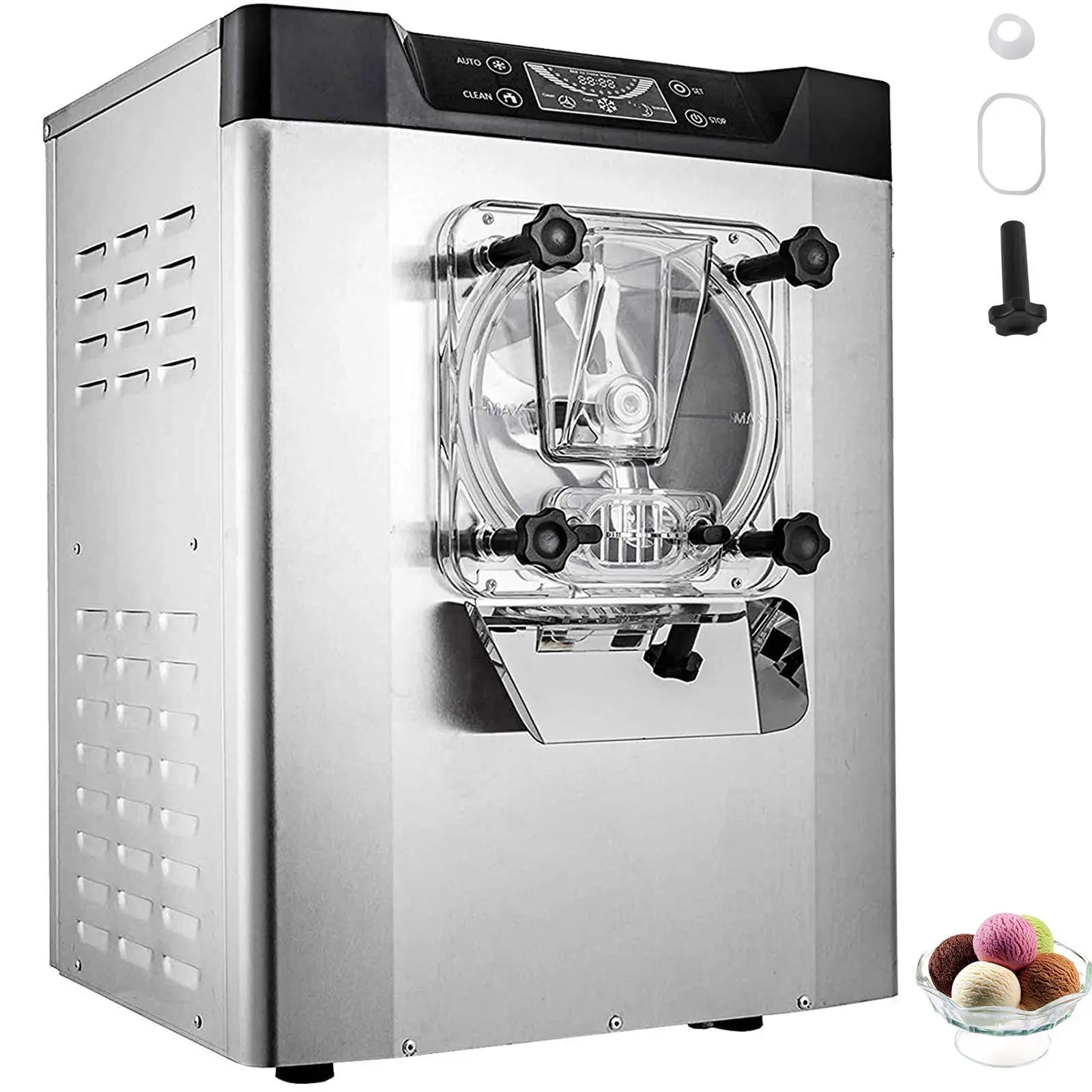 【summerfinds】VEVOR Commercial Hard Serve Ice Cream Machine, 1400W Power, 20/5.3 Gph, 1.1 Gal Capacity, LED Display, Auto Shut-Off Timer, 1-Flavor, 15.7" x 19.6" x 27.5", Frozen Dessert Ice Cream Maker for Restaurant, Snack Bar