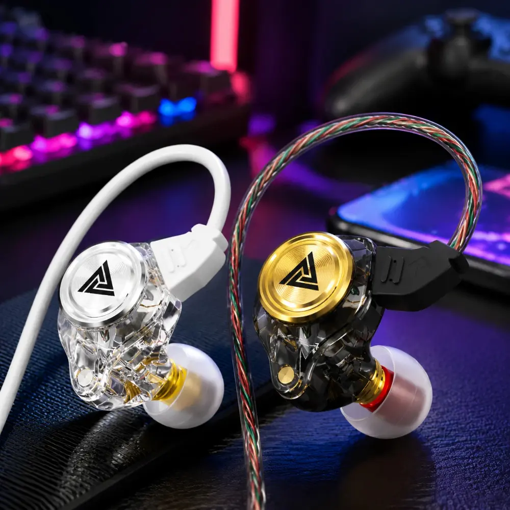 Wired Gaming Earbuds, Ak3file in Ear Monitors, Deep Bass Sound Wired Earbuds, HiFi in Ear Headphones with 1DD 10mm Dynamic Driver, IEM for Music Gaming Video Calling