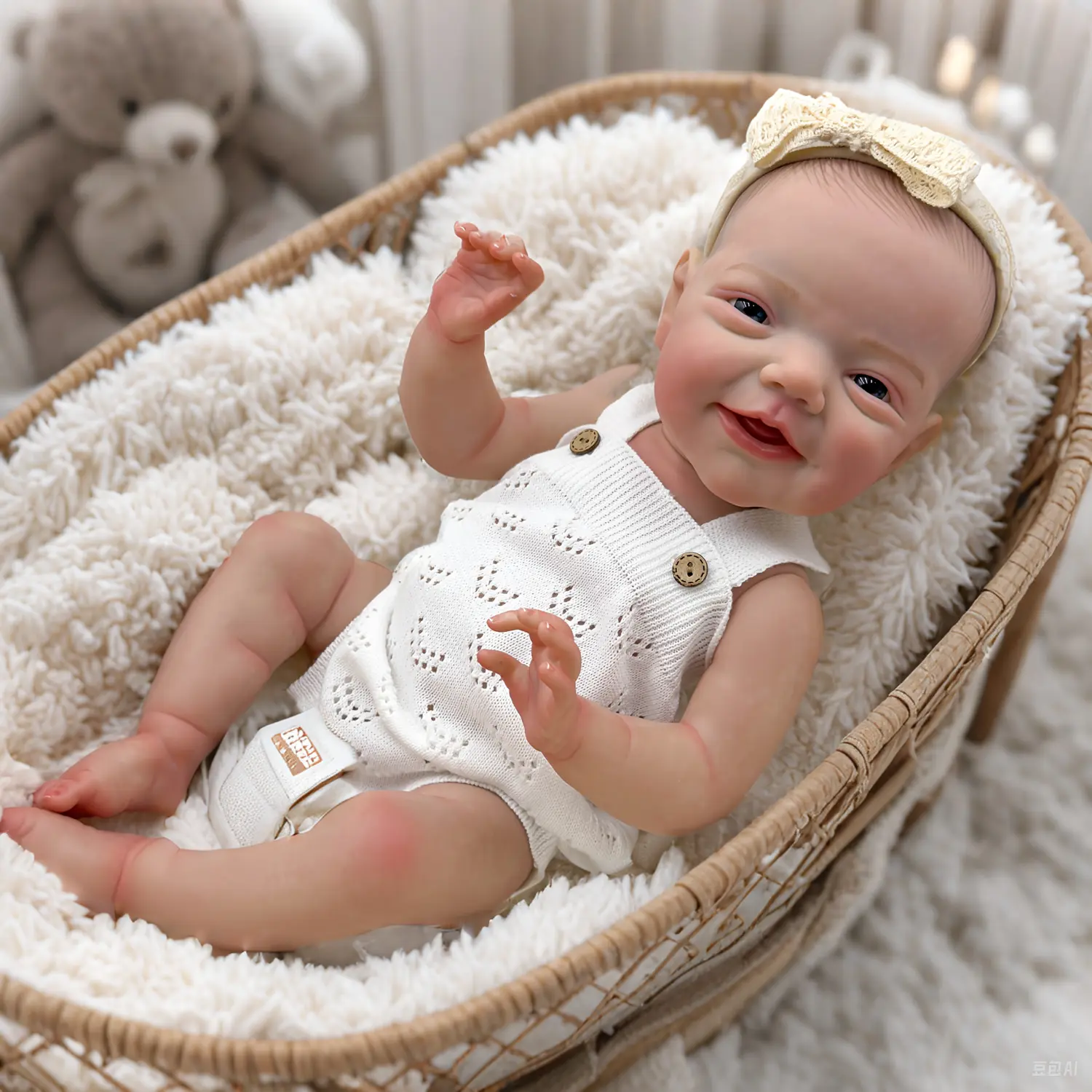 20in Phthalate-Free Realistic Look Reborn Vinyl Baby Girl Doll - Sparkling Blue Eyes, Hand-Painted Hair, White Outfit, Splash-Proof Full Body with Detachable Limbs, Sealed Electronic-Free Construction, Gift Ideas for 4-6 Years Olds, Festival Gifts