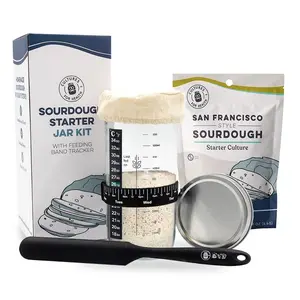 Sourdough Starter Jar Kit + San Francisco Sourdough Starter Culture Bundle | Essential Baking Supplies  Homemade Bread | DIY Breadmaking Kit