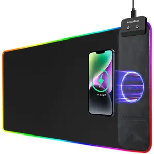 Miroddi RGB Desk Mat with Wireless Charger | [9 Light Modes ] Large Desktop Mouse Pad with Non-Slip Rubber Base for Gaming Home Office