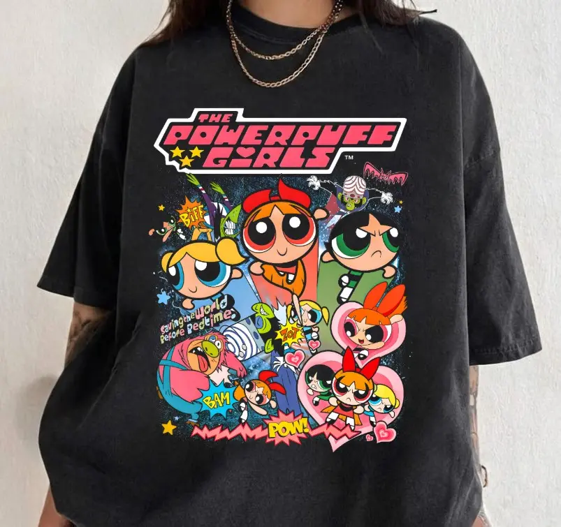 Powerpuff Girls Vintage T-Shirt, Tshirt Comfort Shortsleeve Cotton Top