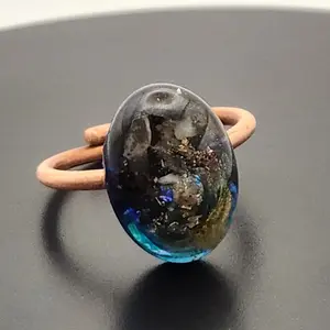 Dainty Oval Piezoelectric Copper Ring Handmade Energy Jewelry for Balance Protection & Vitality One of a Kind Adjustable