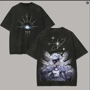 Hazbin Hotel Vaggie Printed Washed T-Shirt hot Anime hot product Couples soft Streetwear Trendy Classic Comfortable Breathable