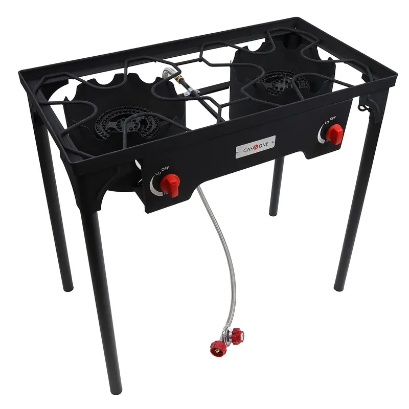 GasOne High-Pressure Double Burner Propane Stove - Heavy-Duty Outdoor Cooker for Boiling, Frying/ Perfect for Crawfish Boils & Large Pot Cooking outdoor cooking