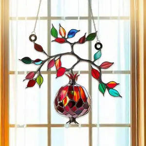 Pomegranate Suncatcher Window Ornament, Acrylic Hanging Fruit Decor, Unique Kitchen Window Gift, Nature-Inspired Symbolic Home Accent