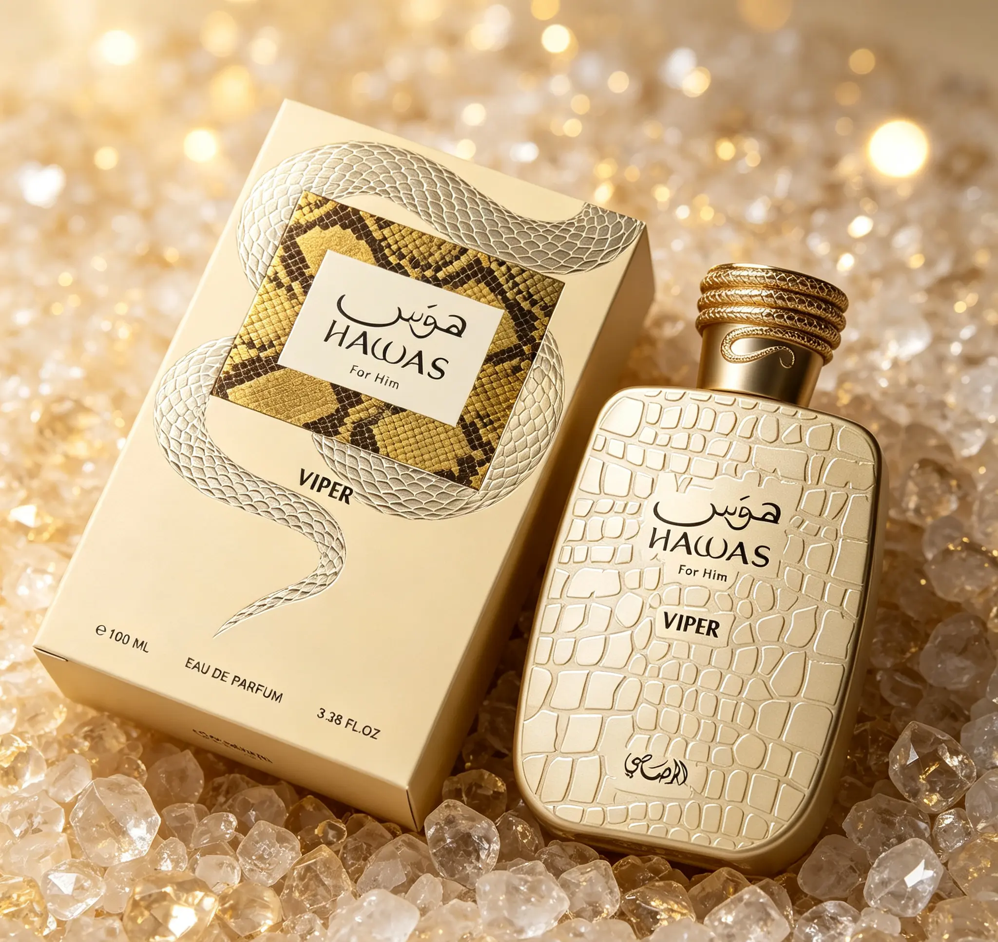 Hawas For Him Viper Eau de Parfum for Men, 100ml (3.38 fl oz) Oriental Rich Seductive Long-Lasting Masculine Spray, Luxury Gift for Dating Night Out
