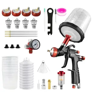 A610 LVLP Air Spray Gun Premium Kit,  1.3/1.5/1.7/2.0mmNozzles & Air Regulator, 650ml Mixing Cup & 10xDisposable Cups, Paint Gun for CarsFurniture, Fence,Varnish&Top Coat high capacity container automotiveadjustable High-Pressure Aluminum mode