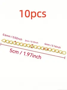 10pcs Stainless Steel 18k Vacuum Plated Extender Chain, DIY Necklace Bracelet Tail Chain, Adjustable Length Jewelry Accessories