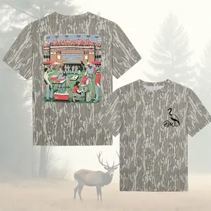 Stadium Tailgate Tee Dirty Marsh Outfitters Bottomland Washed Out Mossy Oak Camo Cotton T Shirt, Men’s Camo Hunting Tee, Lightweight Outdoor Shirt | Deer Forest Graphic T-Shirt for Men, Gift for Fan, Father's Day, Mother's Day