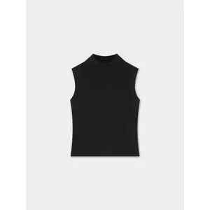 Sleeveless Ribbed Turtleneck-Black